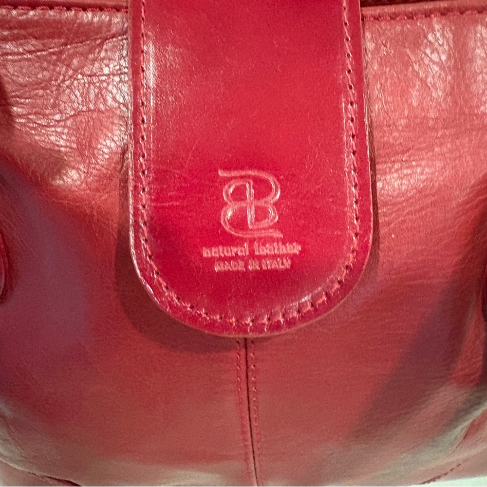 Red Italian handmade Tuscan, leather shoulder bag